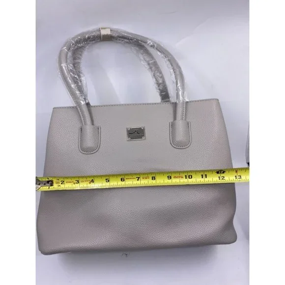 Jessica Moore Gray Large Faux Leather Tote Bag - Picture 6 of 11